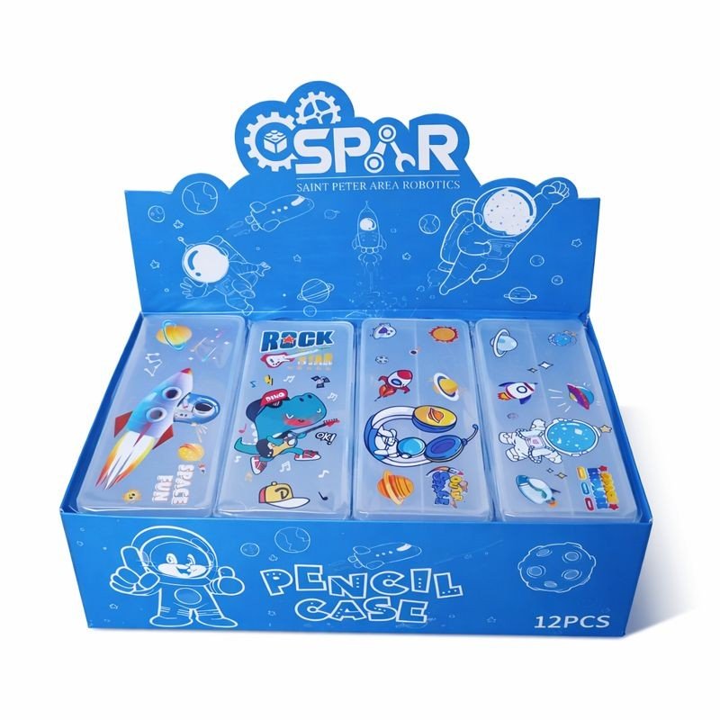 Plastic Transparent Pencil Box - 1 (Both Side Open)