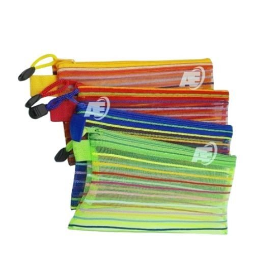 Cloth Line Zipper Pouch With Net - A6