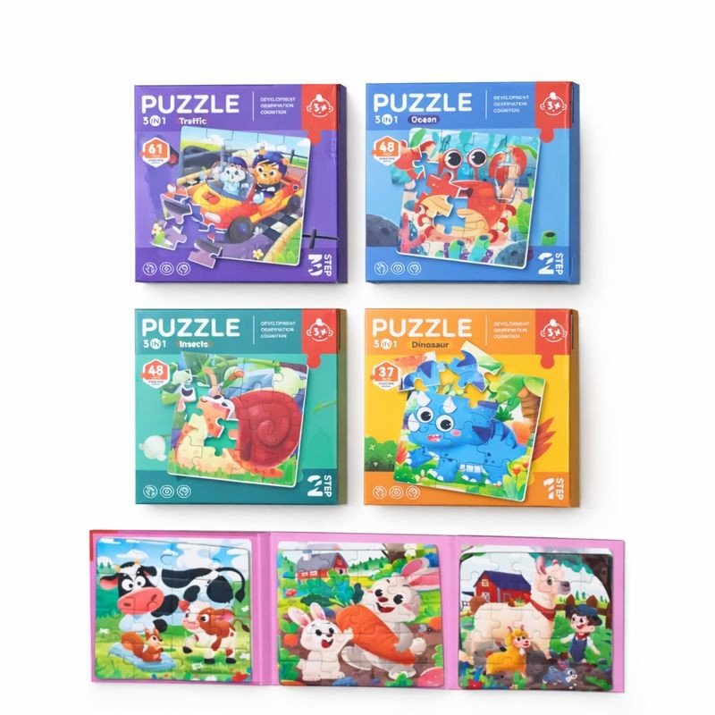 Wooden Puzzle (Magnetic) 3 Puzzle Set