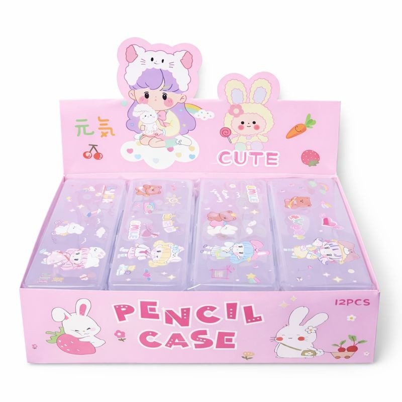 Plastic Transparent Pencil Box - 2 (Both Side Open)