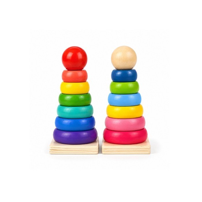 Wooden Ring Stacking Tower (Small) 13 cm