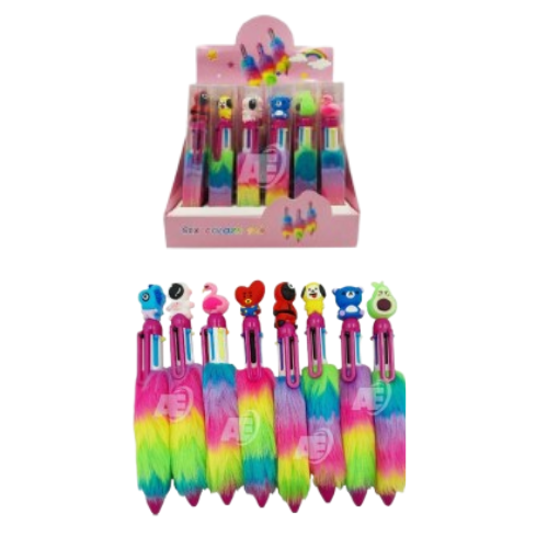 6 In 1 Fur Pen With Character Head
