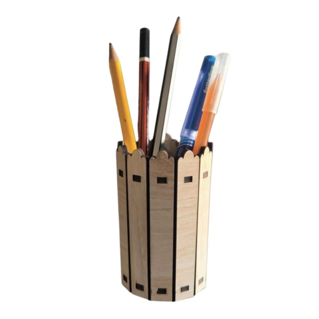 Round Wooden Pen Stand