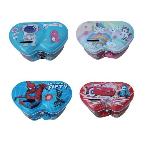 Metal Piggy Money Bank - Double Heart (P-51)