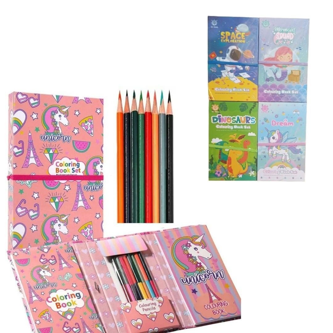 Colouring Book Set  CC319 (8 Bicolour Pencil + 60 Colouring Sheets)