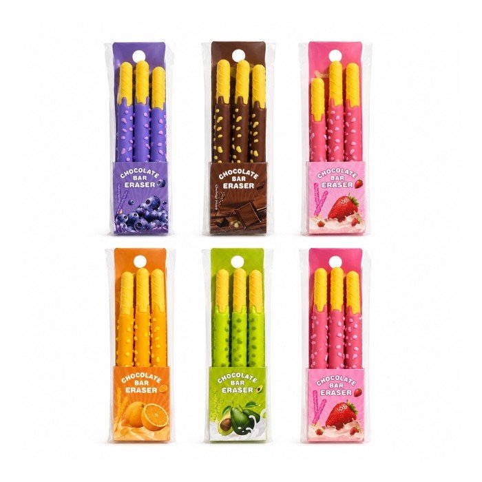 3 pcs Chocolate Bar Eraser Pack