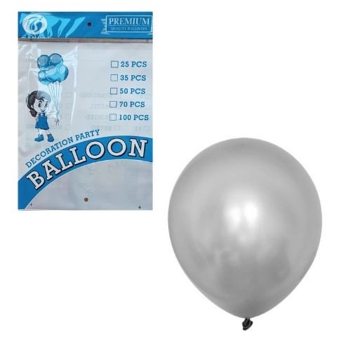 TBB 9" Premium Metallic Balloon Pack (25 Pcs) - SILVER