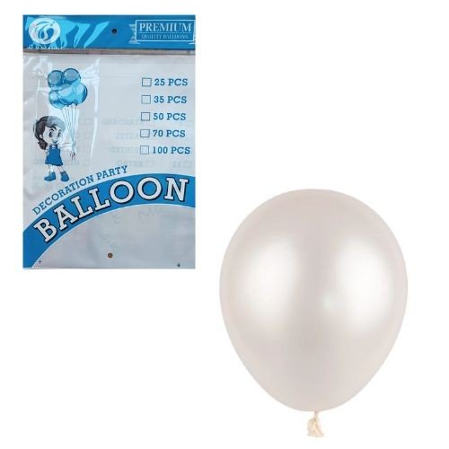 TBB 9" Premium Metallic Balloon Pack (25 Pcs) - WHITE