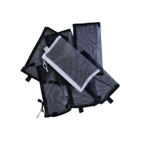 Net Cloth Zipper Pouch - A6 (Black & White)