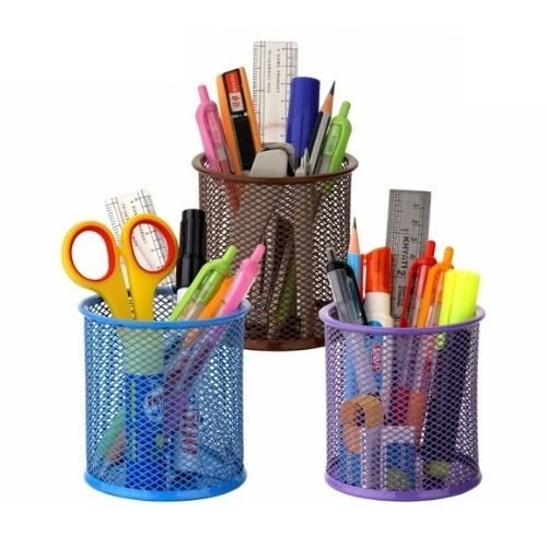 Khyati Steel Round Colour Mesh Pen Stand (12 Pieces Box Packing) S653