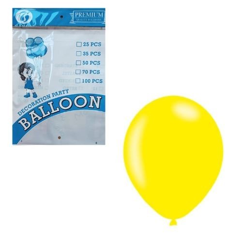 TBB 9" Premium Metallic Balloon Pack (25 Pcs) - YELLOW