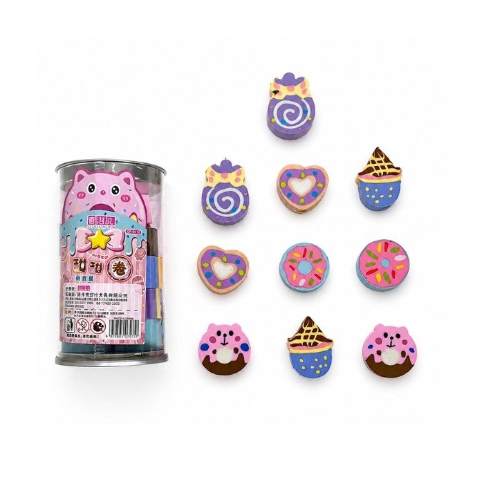 Colourful Pencil Top Eraser Jar (XF-0139) Pack Of 10