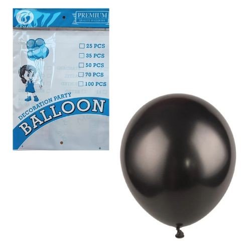TBB 9" Premium Metallic Balloon Pack (25 Pcs) - BLACK