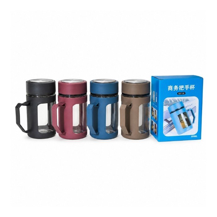 Glass Office Cup With Steel Cover