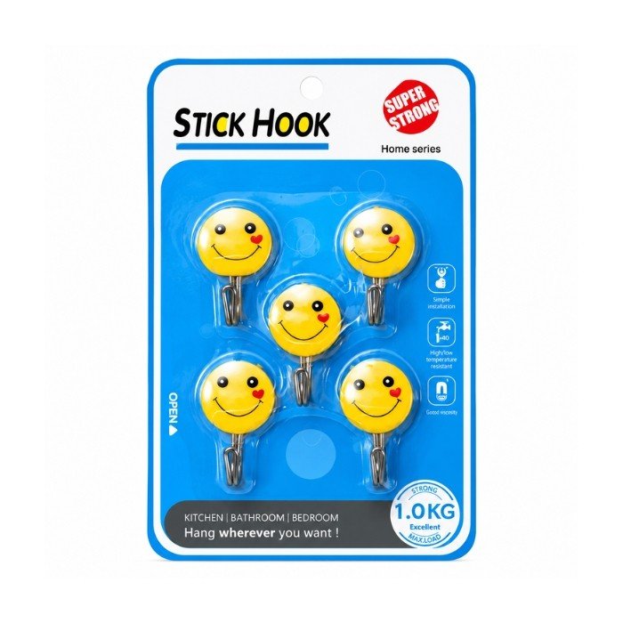 Adhesive Hook - 5 pcs Smiley