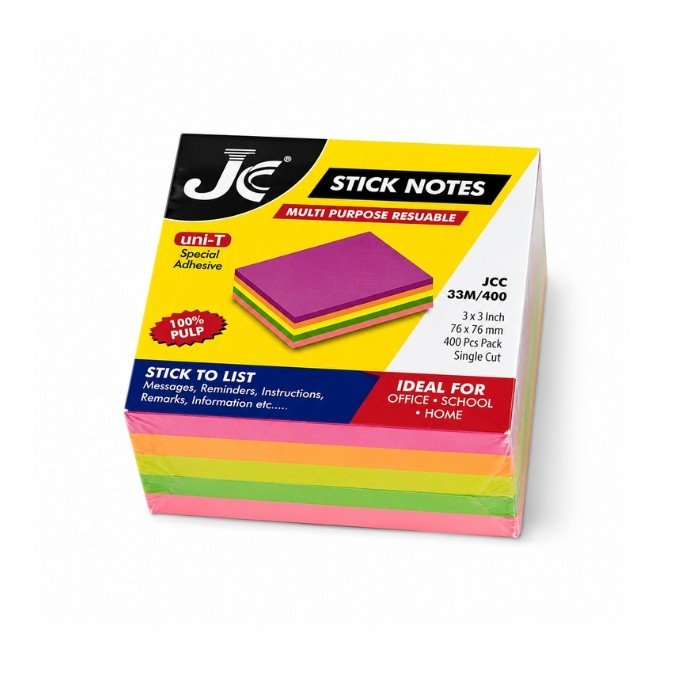 JC Sticky Note 3" x 3" (Multicolour) 400 Sheets
